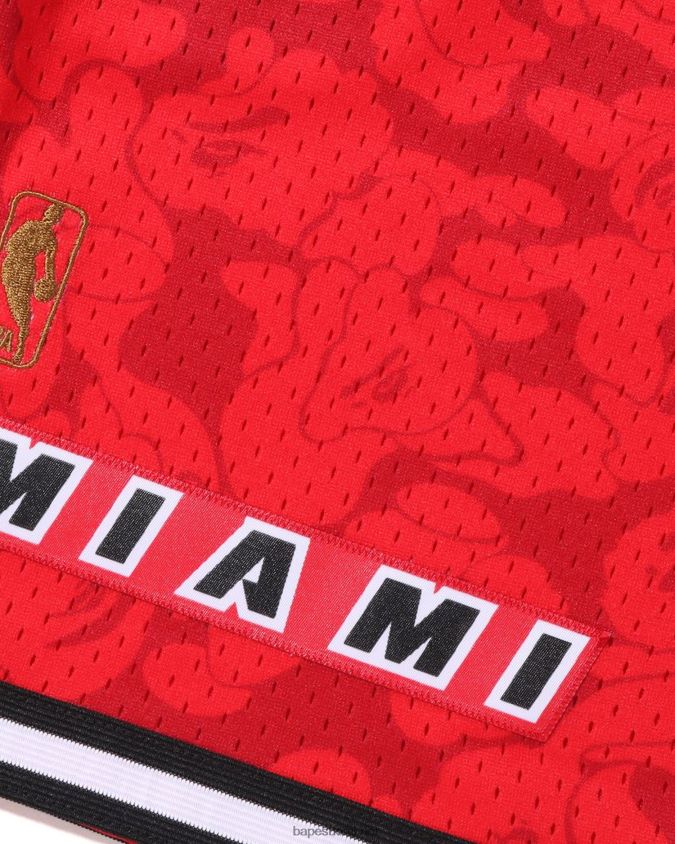 kirkkaan punainen miehet A Bathing Ape x m&n miami heat jersey shortsit 8HT2D8370