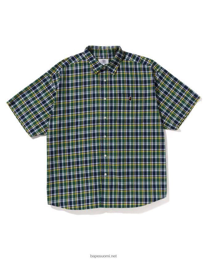 armeijan vihreä miehet A Bathing Ape minicheck löysä paita 8HT2D8134