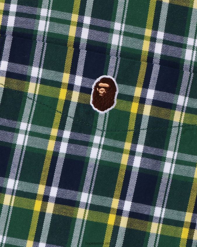 armeijan vihreä miehet A Bathing Ape minicheck löysä paita 8HT2D8134