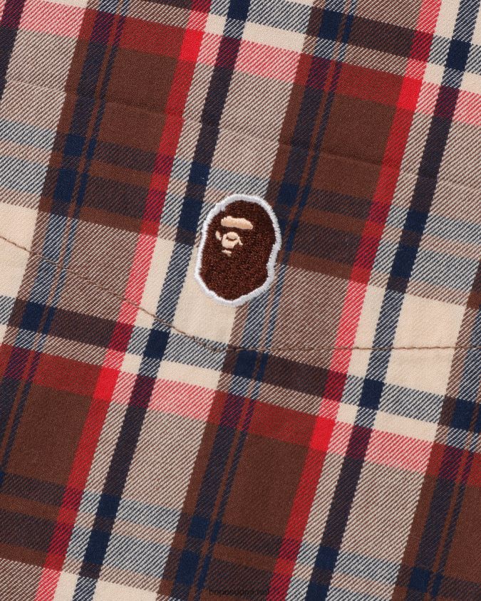 kirkkaan punainen miehet A Bathing Ape minicheck löysä paita 8HT2D8135