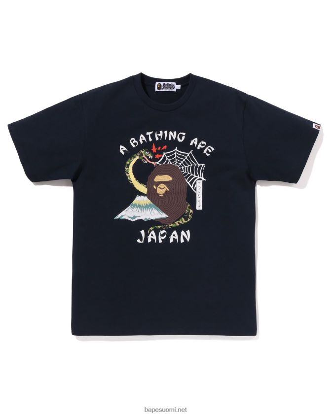 laivastonsininen miehet A Bathing Ape japanilaisen kulttuurin t-paita 8HT2D8114