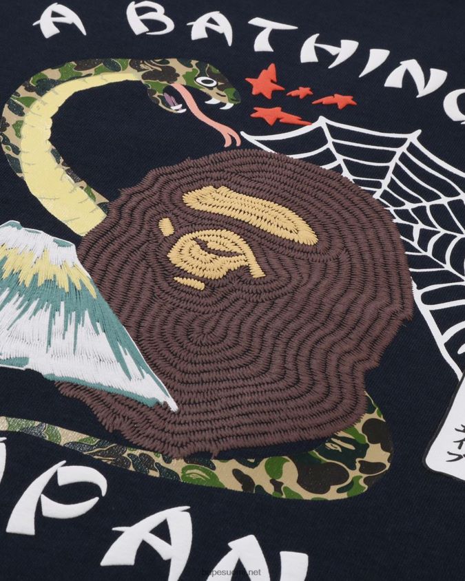 laivastonsininen miehet A Bathing Ape japanilaisen kulttuurin t-paita 8HT2D8114