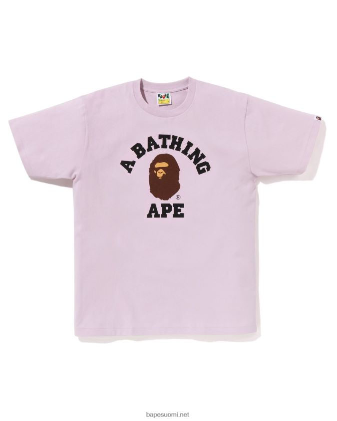 liila miehet A Bathing Ape pigmentti college t-paita 8HT2D8151