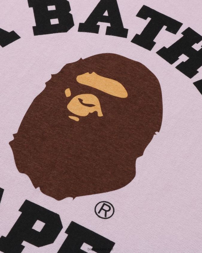 liila miehet A Bathing Ape pigmentti college t-paita 8HT2D8151