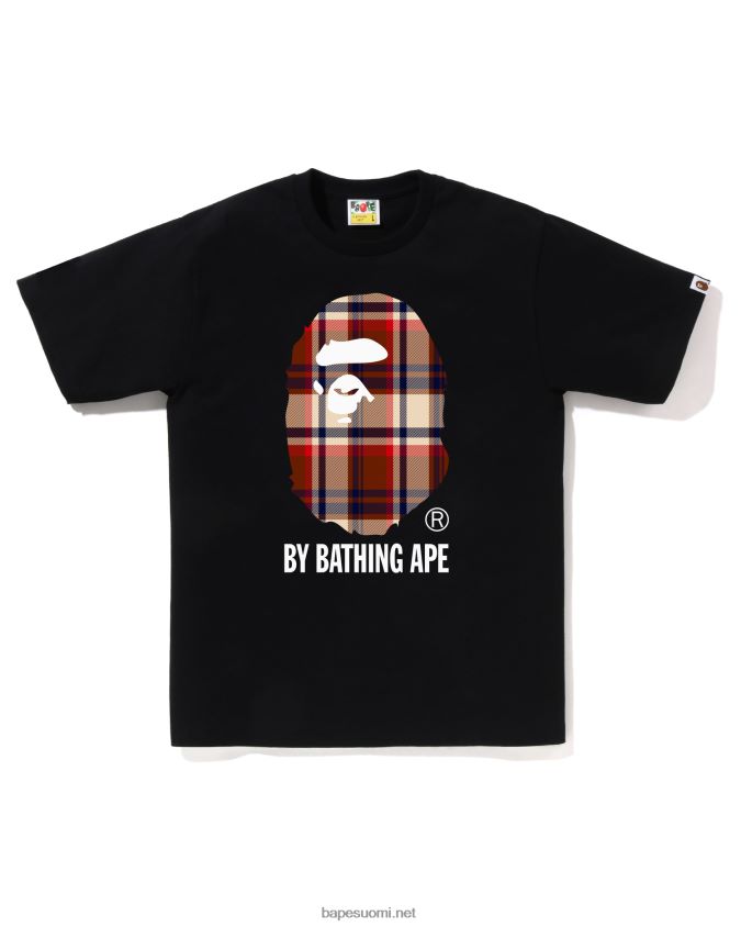 musta miehet A Bathing Ape check t-paita 8HT2D8144