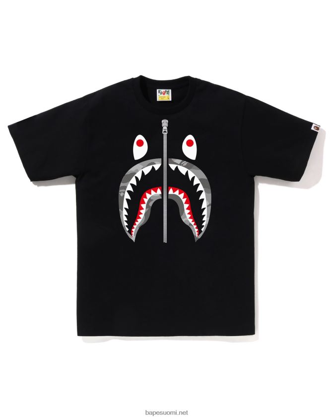musta miehet A Bathing Ape hunajakenno camo shark tee 8HT2D884