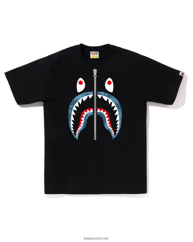 musta miehet A Bathing Ape hunajakenno camo shark tee 8HT2D885
