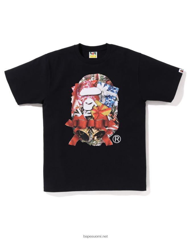 musta miehet A Bathing Ape jouluinen pään t-paita 8HT2D8147