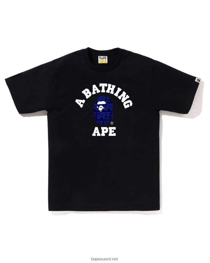 musta miehet A Bathing Ape logomonogrammi college tee 8HT2D8202