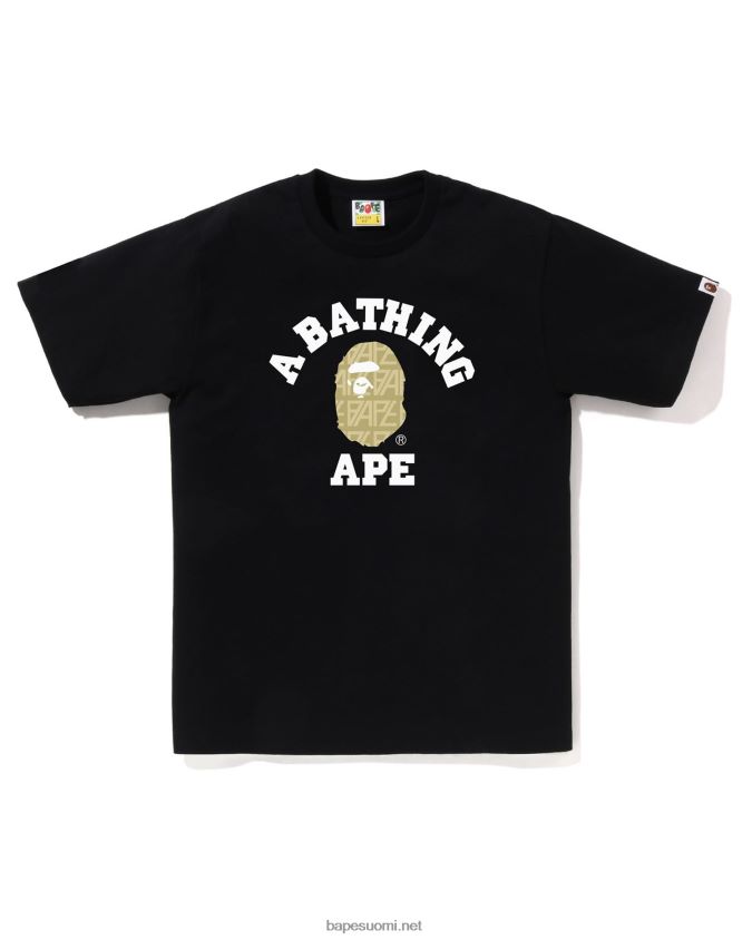 musta miehet A Bathing Ape logomonogrammi college tee 8HT2D8203