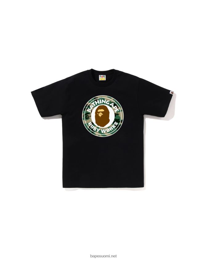 musta miehet A Bathing Ape metsä ja camo college tee 8HT2D8193