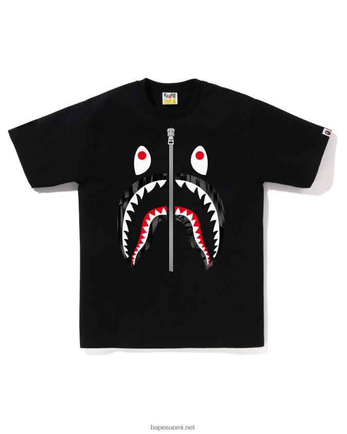 musta miehet A Bathing Ape speed racer shark t-paita 8HT2D8275