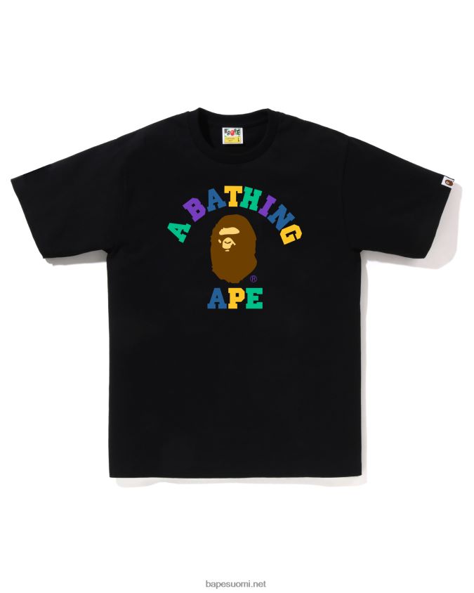 musta miehet A Bathing Ape värit college t-paita 8HT2D815