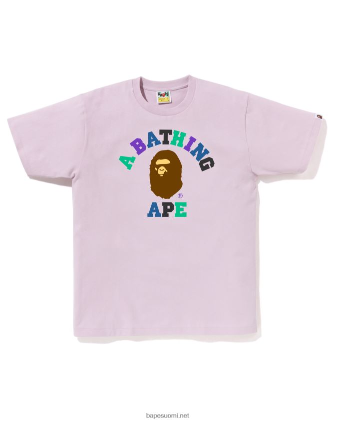 pastelli lila miehet A Bathing Ape värit college t-paita 8HT2D818