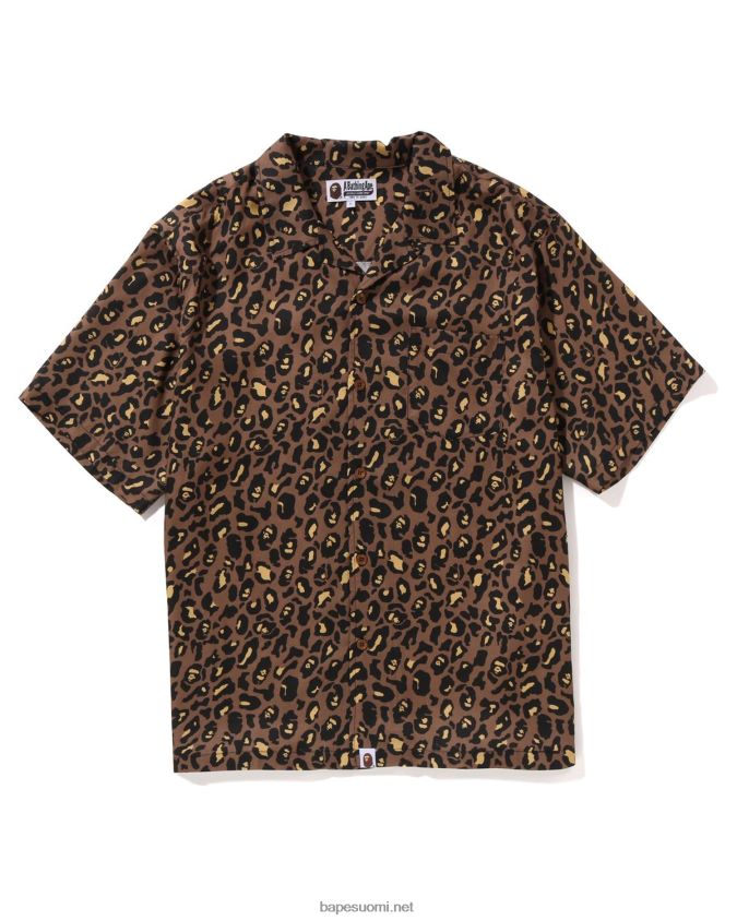 ruskea miehet A Bathing Ape leopardi avokauluspaita 8HT2D8126