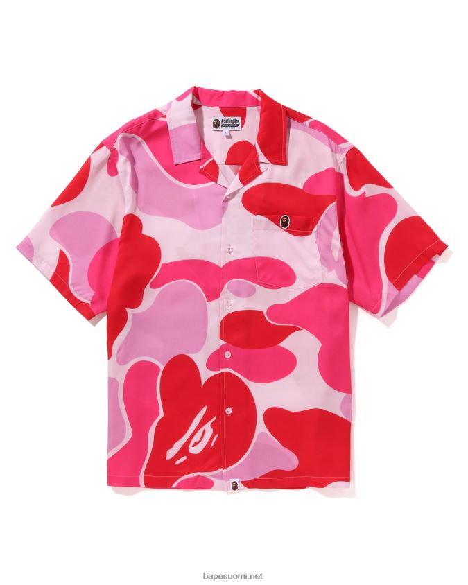 vaaleanpunainen miehet A Bathing Ape abc camo avoin kauluspaita 8HT2D8122