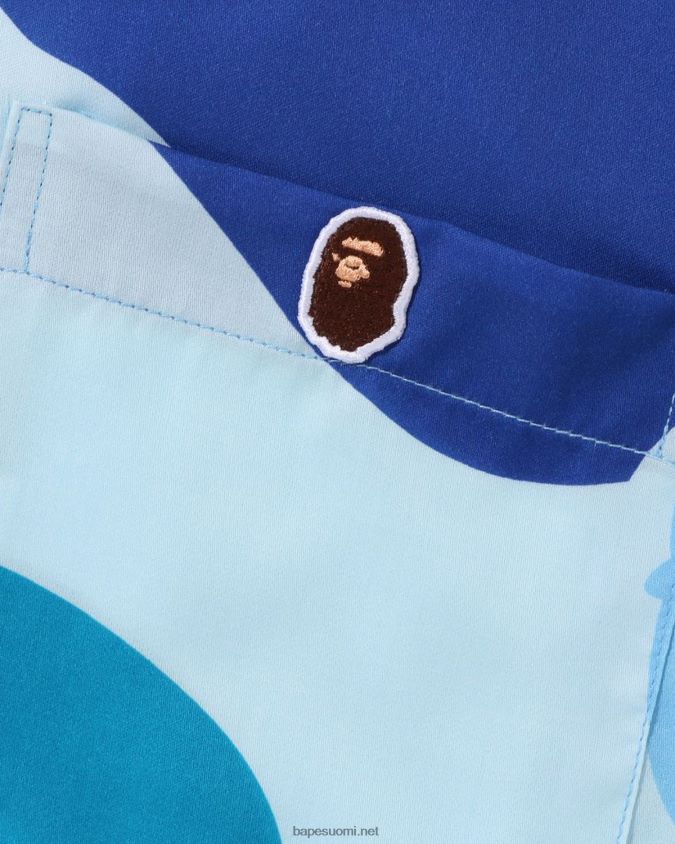 vaaleansininen miehet A Bathing Ape abc camo avoin kauluspaita 8HT2D8120