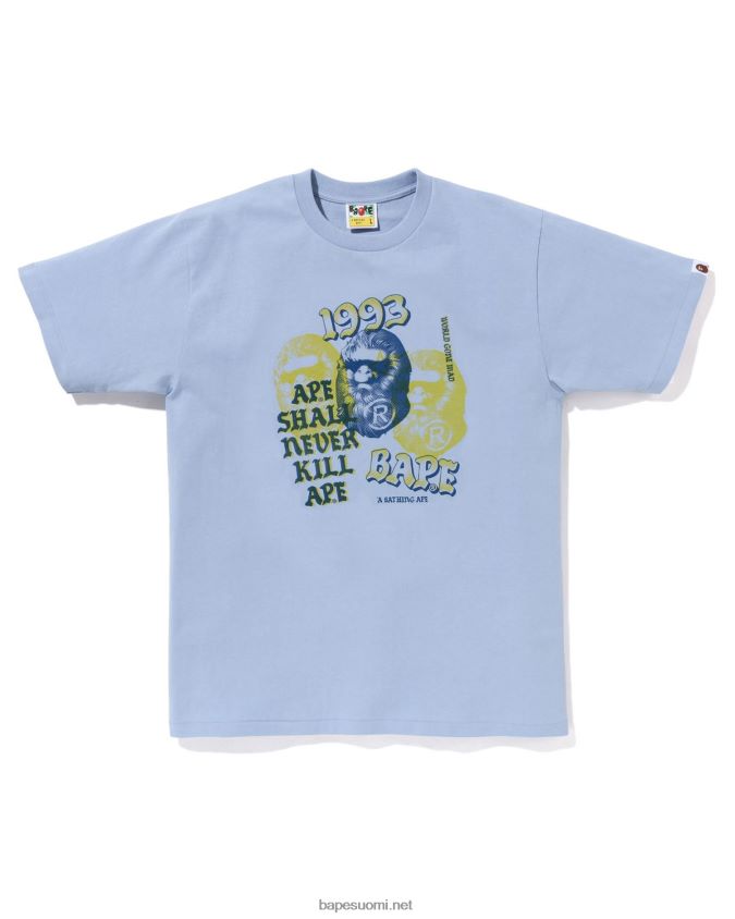 vaaleansininen miehet A Bathing Ape pigmentti kolmipäinen t-paita 8HT2D8153