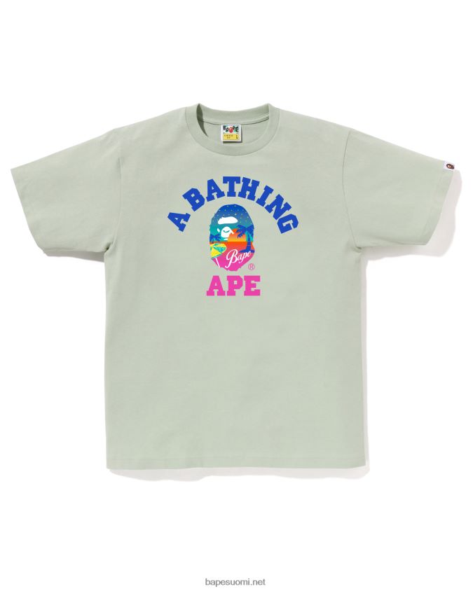 vaaleanvihreä miehet A Bathing Ape auringonlaskun ranta t-paita 8HT2D871