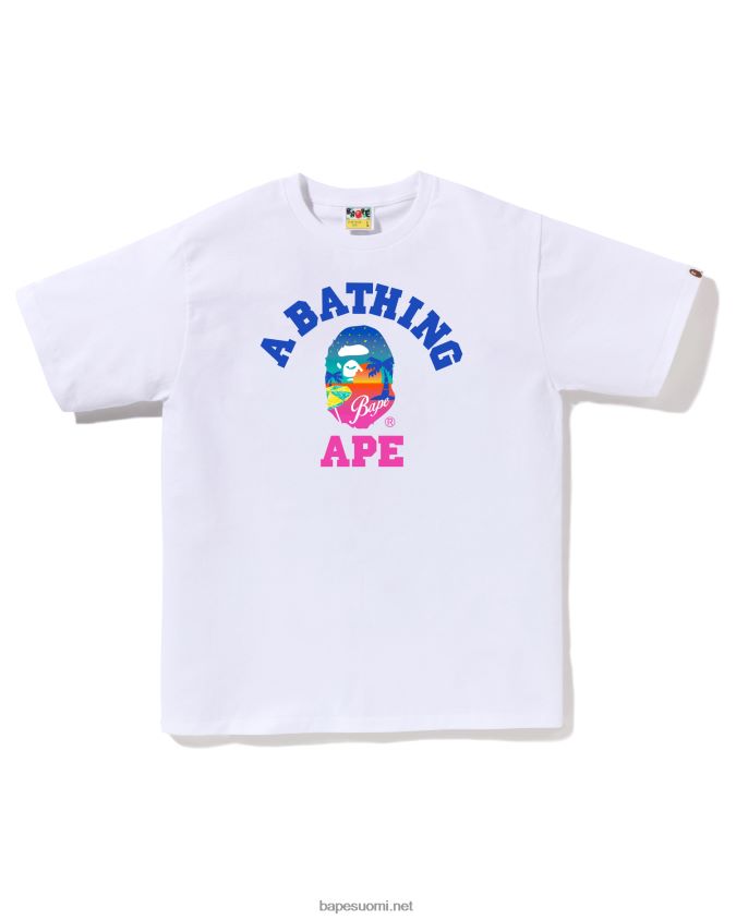 valkoinen miehet A Bathing Ape auringonlaskun ranta t-paita 8HT2D873