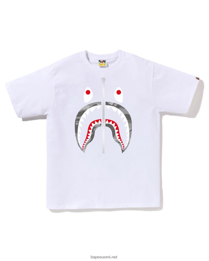 valkoinen miehet A Bathing Ape hunajakenno camo shark tee 8HT2D886