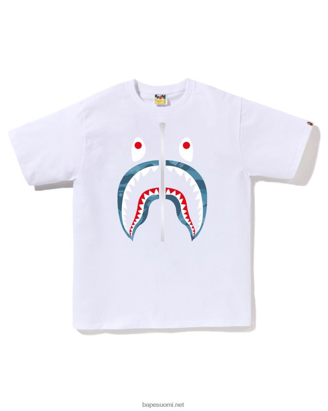 valkoinen miehet A Bathing Ape hunajakenno camo shark tee 8HT2D887