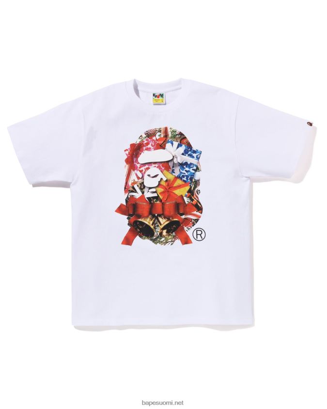 valkoinen miehet A Bathing Ape jouluinen pään t-paita 8HT2D8148