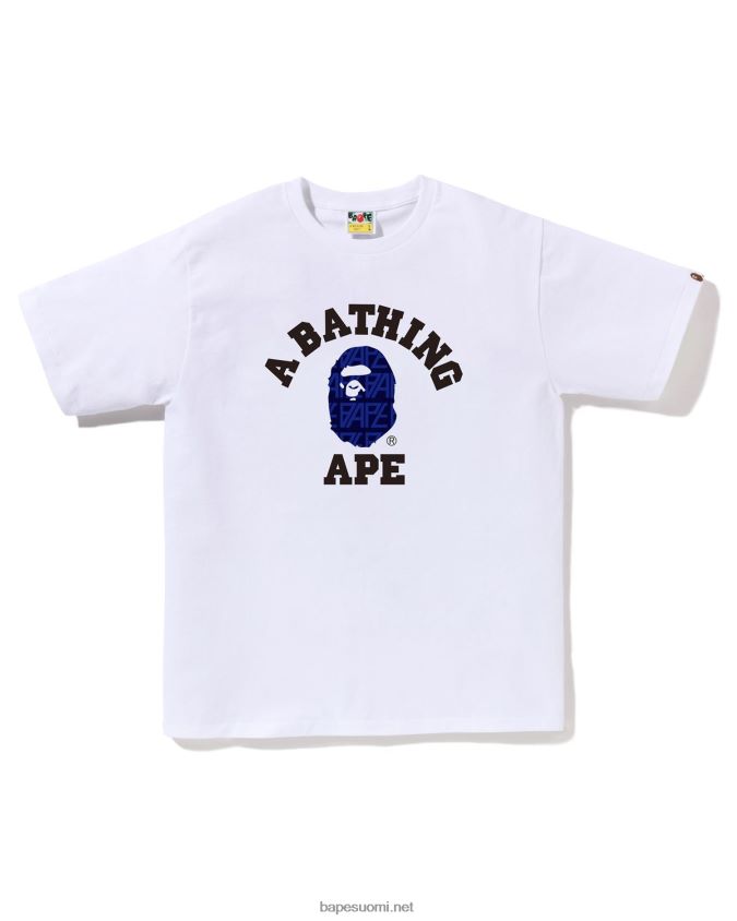 valkoinen miehet A Bathing Ape logomonogrammi college tee 8HT2D8204