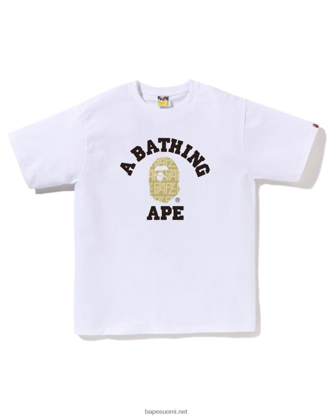 valkoinen miehet A Bathing Ape logomonogrammi college tee 8HT2D8205