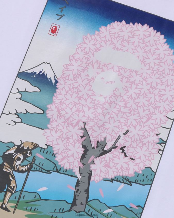valkoinen miehet A Bathing Ape sakura tee 8HT2D8217