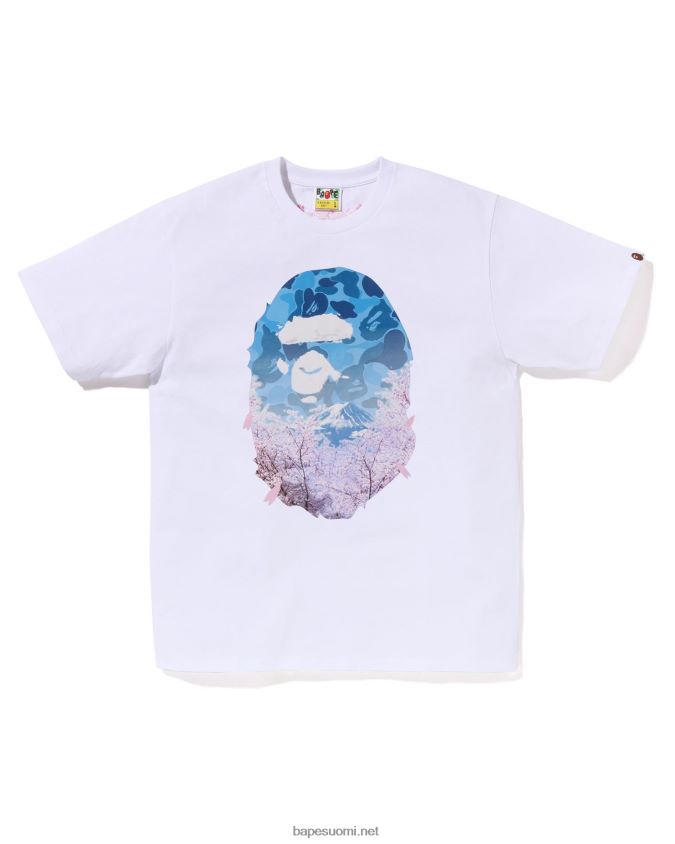 valkoinen miehet A Bathing Ape sakura valokuvapään t-paita 8HT2D8207