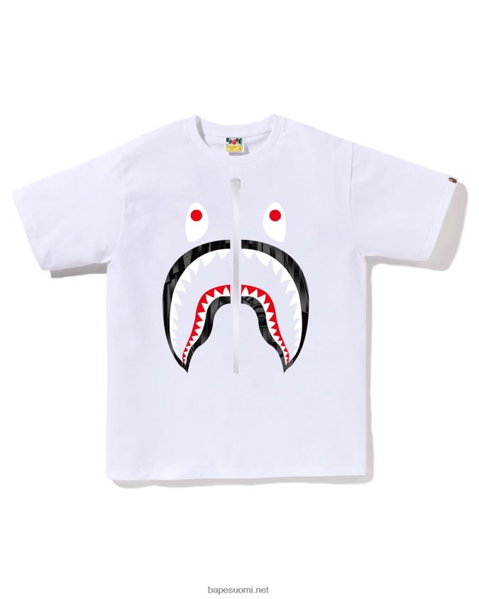 valkoinen miehet A Bathing Ape speed racer shark t-paita 8HT2D8276