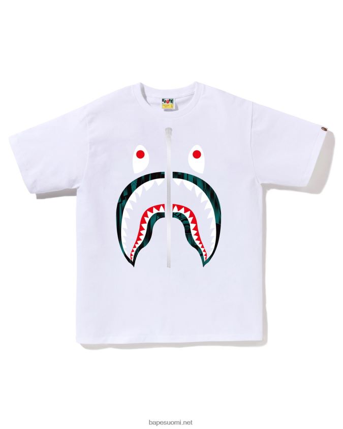valkoinen miehet A Bathing Ape speed racer shark t-paita 8HT2D8277
