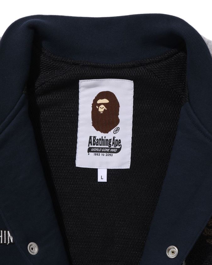 laivastonsininen miehet A Bathing Ape hiki yliopistotakki 8HT2D8243