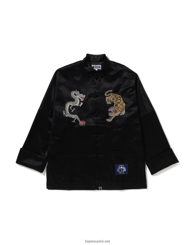 musta miehet A Bathing Ape japanilainen kuviollinen löysä malli kiinalainen takki 8HT2D8113
