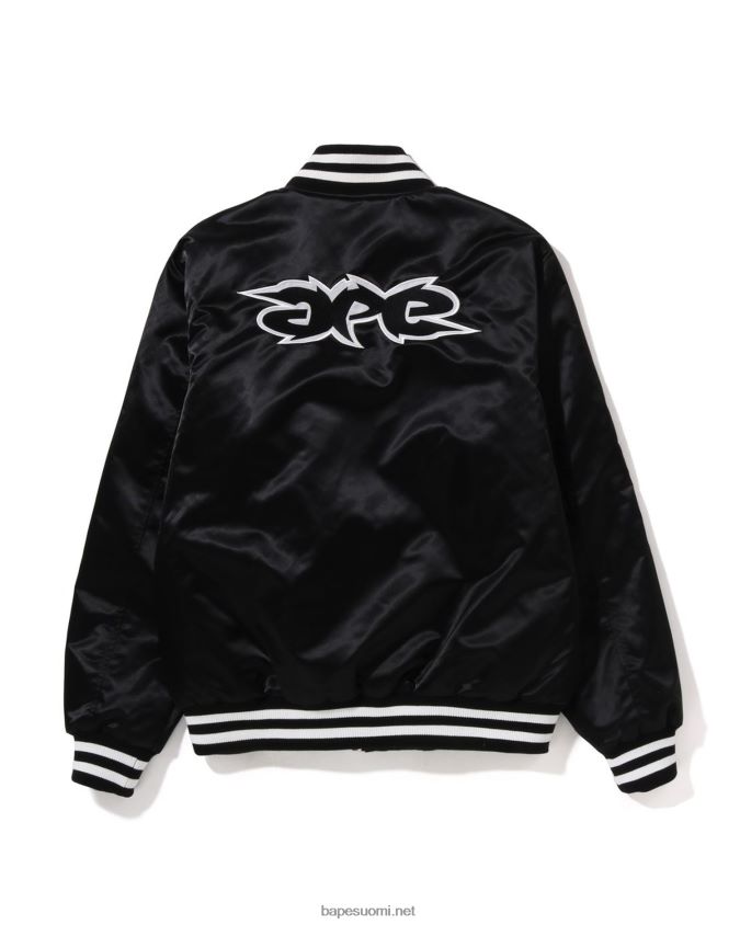 musta miehet A Bathing Ape rennon istuvuuden nylon yliopistotakki 8HT2D8349