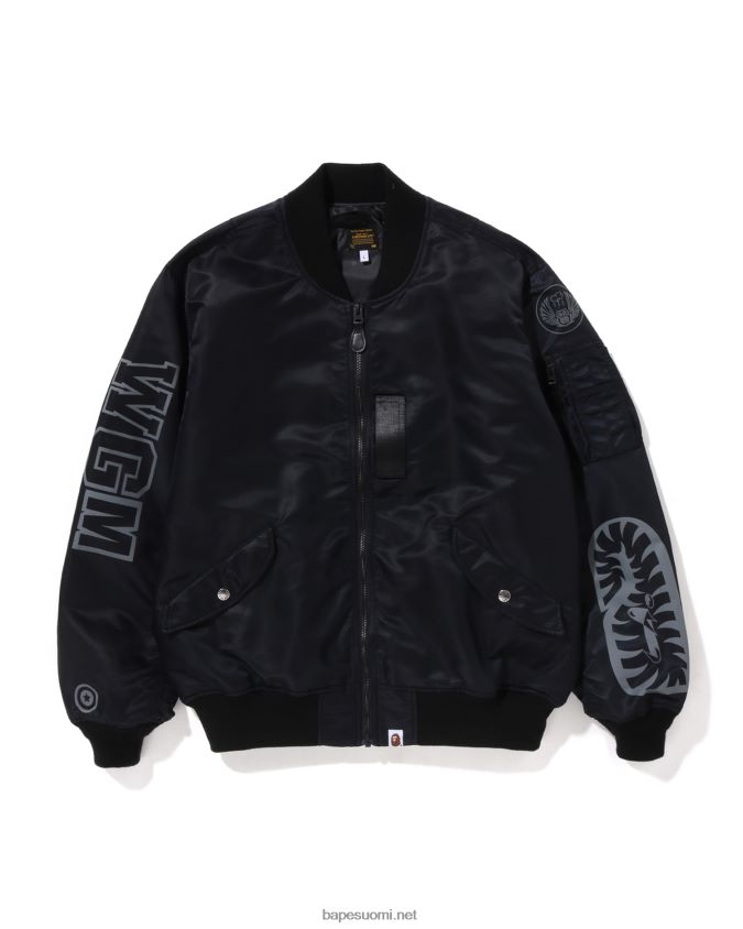 musta miehet A Bathing Ape shark löysä istuvuus ma-1 8HT2D8191