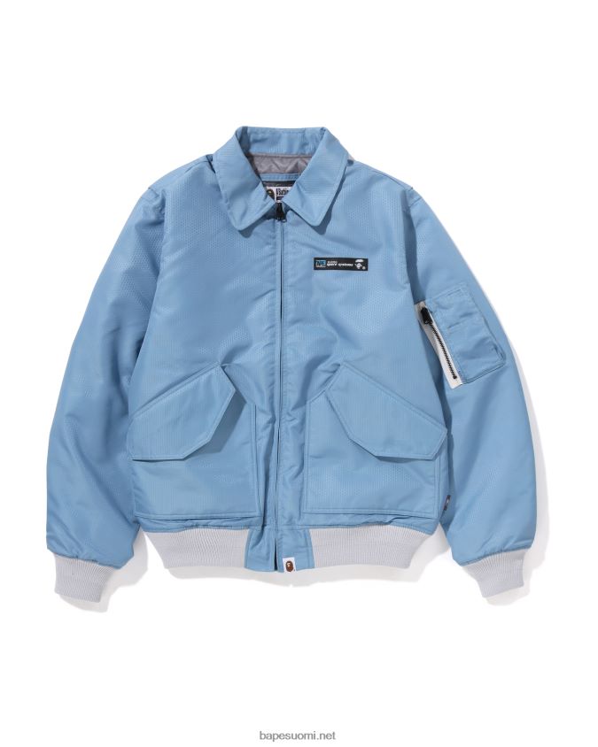 vaaleansininen miehet A Bathing Ape hunajakennomainen ripstop bomber-takki 8HT2D8317