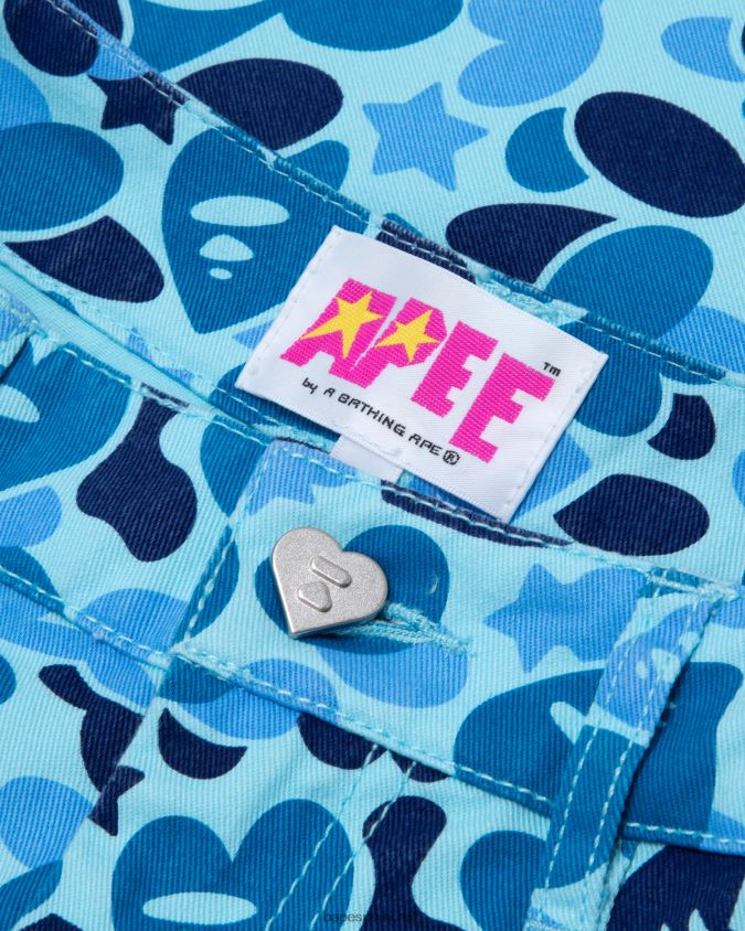 vaaleansininen naiset A Bathing Ape painetut cargo-housut 8HT2D8949