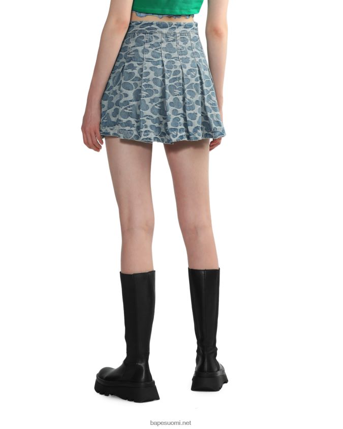 denim naiset A Bathing Ape kuviollinen laskostettu minihame 8HT2D8824