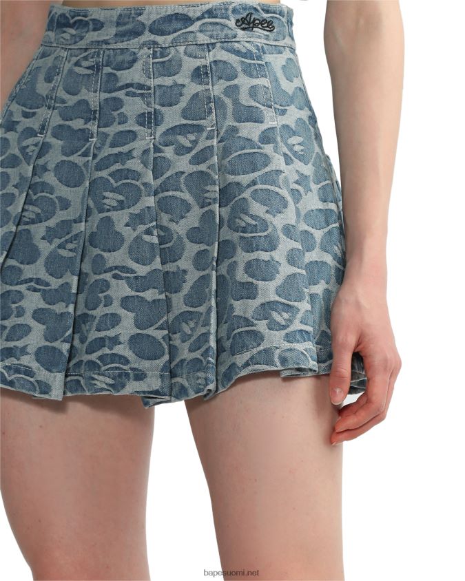 denim naiset A Bathing Ape kuviollinen laskostettu minihame 8HT2D8824