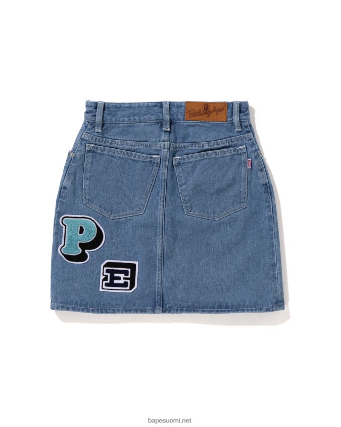 denim naiset A Bathing Ape multifonts denim minihame 8HT2D81005