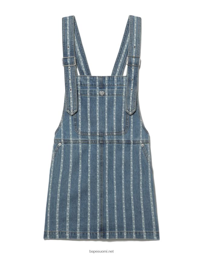 denim naiset A Bathing Ape raidallinen denim mekko 8HT2D8832