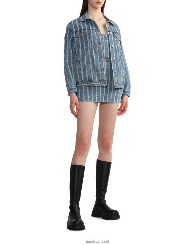 denim naiset A Bathing Ape raidallinen denim mekko 8HT2D8832