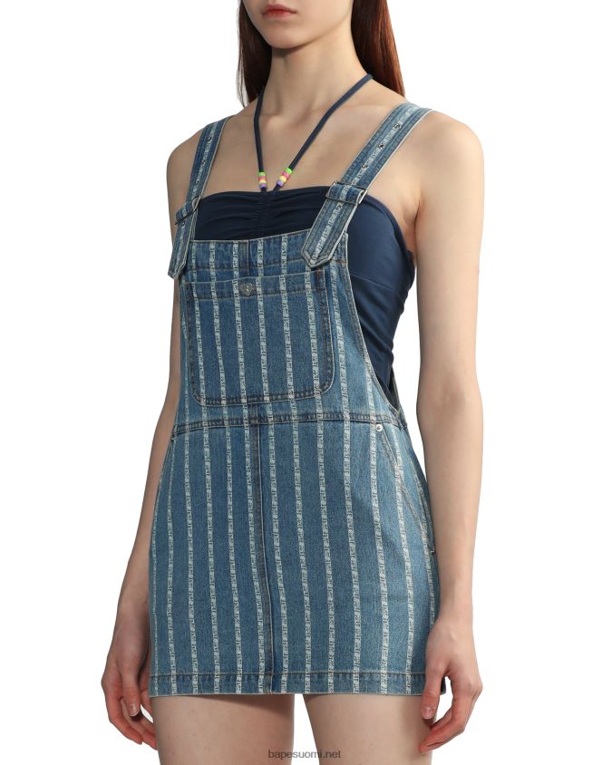 denim naiset A Bathing Ape raidallinen denim mekko 8HT2D8832