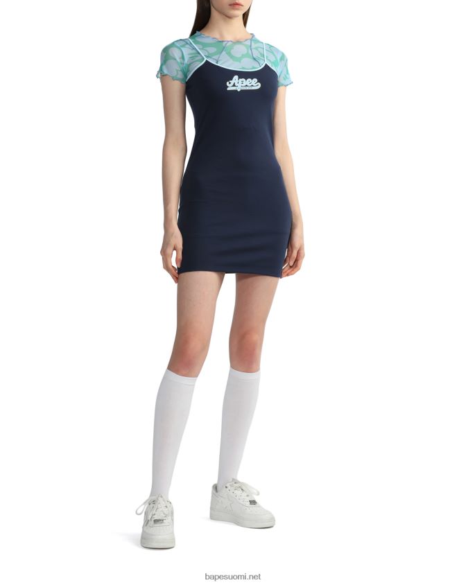 laivastonsininen naiset A Bathing Ape graafinen mekko 8HT2D8802