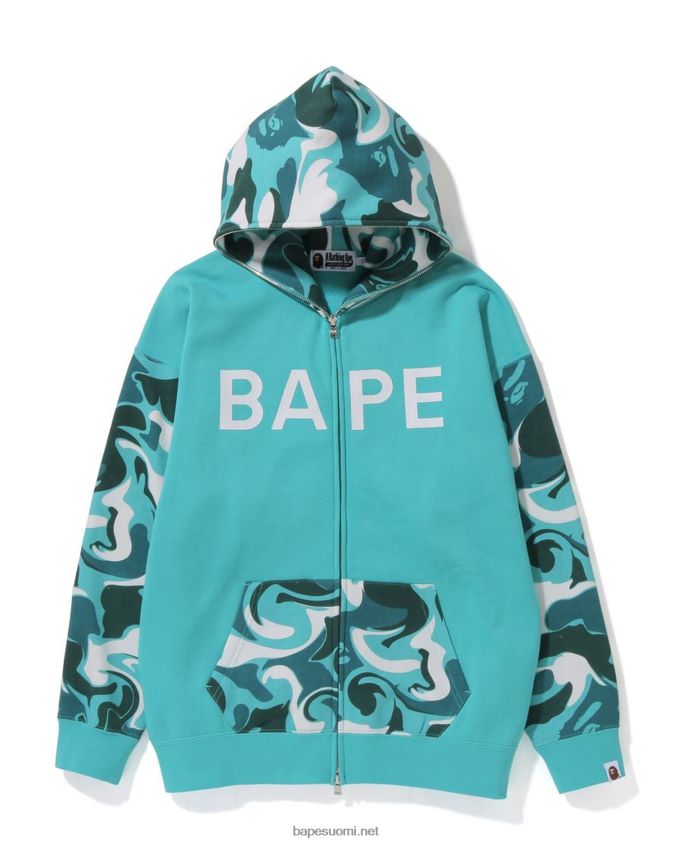 Minttu naiset A Bathing Ape marmorikuvioinen ylisuuri vetoketjullinen huppari 8HT2D81012