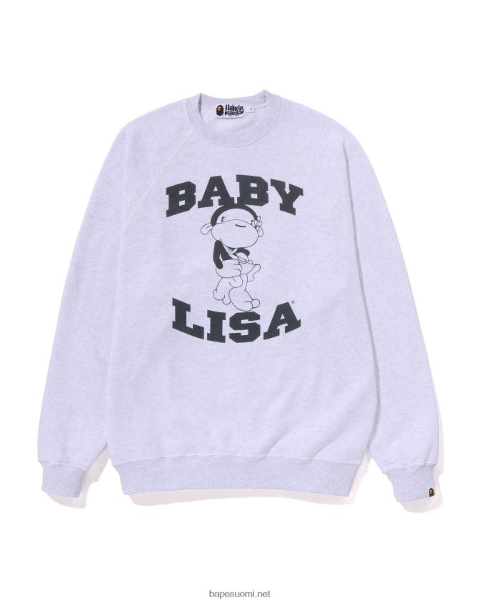 harmaa naiset A Bathing Ape lisa ylisuuri pyöreä kaula 8HT2D8780
