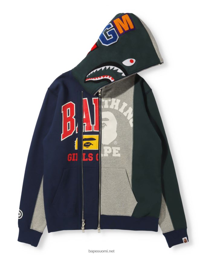 harmaa naiset A Bathing Ape telakkahain täysi vetoketjullinen huppari 8HT2D81040
