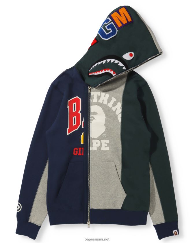 harmaa naiset A Bathing Ape telakkahain täysi vetoketjullinen huppari 8HT2D81040